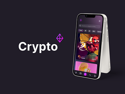 Crypto 3d app design illustration logo ui ux