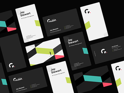 Traction Guest - Business cards black branding business card dark design formfrom isometric logo minimal modern pattern