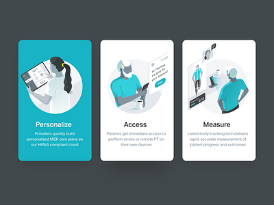 Features Illustrations - Virtual Physical Therapy dmit healthcare illustration isometric people physical therapy ui virtual therapy