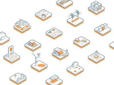 Smart Infrastructure - Iconography 3d city icon iconography infrastructure isometric smart smart city