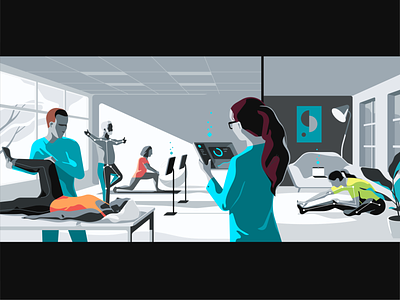 Remote & On-site therapy doctor editorial healthcare illustration physical tech therapy