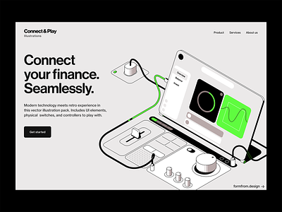 Connect & Play — illustration pack 3d buttons connect dashboard design device digital illustration interface isometric landing page ui web website