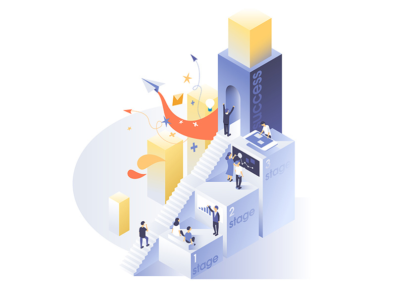 Concept of new business project. Start up. dmit startup product setup work team developing education