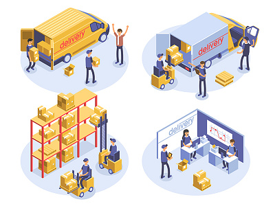 Delivery Concept. Different Situations. By Dmitrii Kharchenko On Dribbble