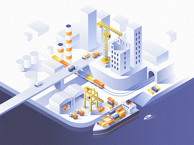 Industrial city. business concept construction container delivery dmit industrial industry isometric logistic ship