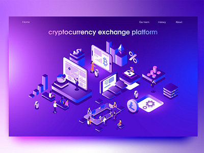 Crypto exchange bitcoin crypto currency design dmit interface landing mining page site wallet web