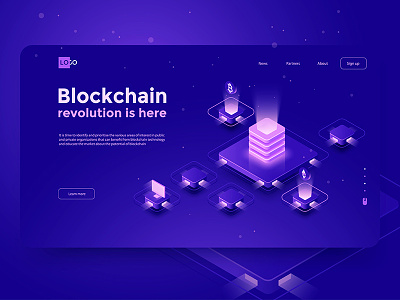 Blockсhain revolution bitcoin crypto currency design dmit interface landing mining page site wallet web