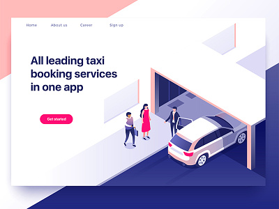 Taxi service booking car customer dmit illustration isometric people service taxi