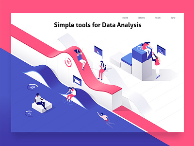 Data playground 3d characters collaboration data diagram dmit dudes illustration isometric people