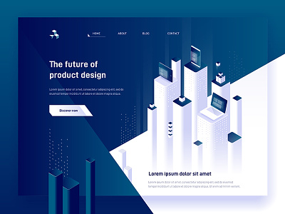 Page concept 3d devices digital dmit futuristic header illustraion isometric landing product web page design