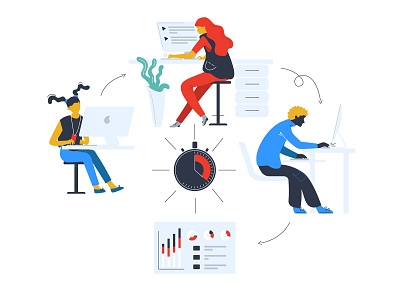 Work Management business characters design digital header illustration management people ui