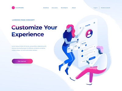 Header concept characters collaboration concept design dmit illustration isometric landing page people ui