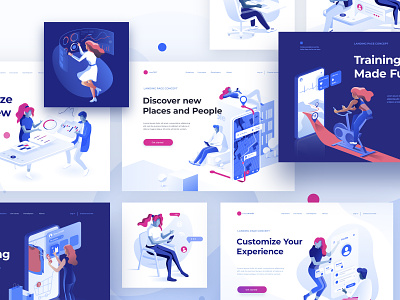 Isometric Set - People 3d characters collaboration concept creative data dmit illustration isometric landing page people vector