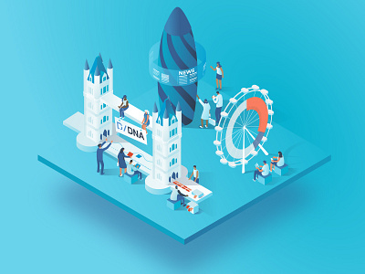 Daw Jones DNA event | London analitycs business characters collaboration data dmit event illustration isometric vector