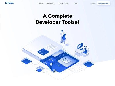 Developer Toolset app booking developement gradient illustration isometric scheduling team time tool