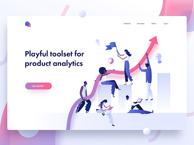 Playful analytics characters collaboration concept creative data design dmit illustration landing page page people vector