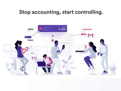Smart Accounting accounting business characters collaboration data design dmit illustration invoicing people ui vector working