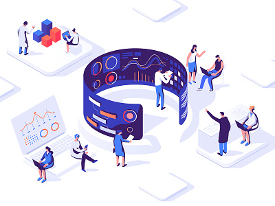 Analytics Lab 3d characters collaboration concept data design dmit illustration isometric people ui