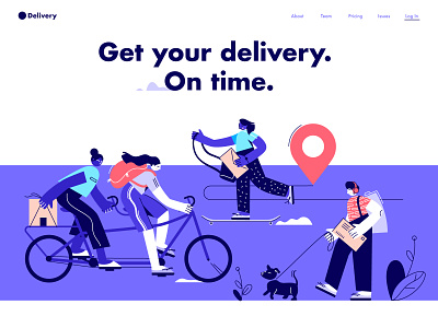 Delivery Concept branding characters concept courier cycling deliver design illustration people skate vector