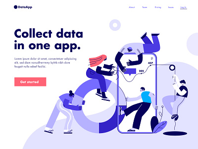 Playful Analytics abstract analytics characters charts collaboration concept data design dmit illustration landing page people playful teamwork