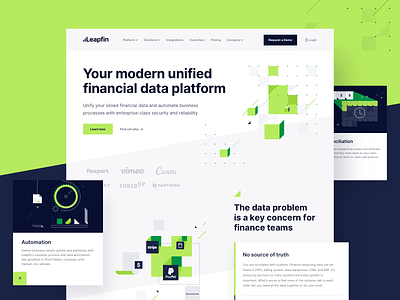 Leapfin Homepage Design bold branding clean data financial illustration minimalistic platform ui webdesign website