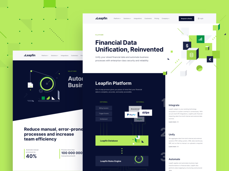 Financial Automation Website bold branding clean data financial illustration minimalistic platform ui webdesign website