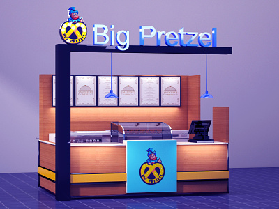 Big Pretzel Kiosk 3d 3ds max branding graphic design modeling rendering v ray