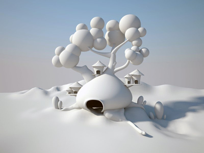 Doodle tree house 3d 3ds max cartoon modeling rendering v ray