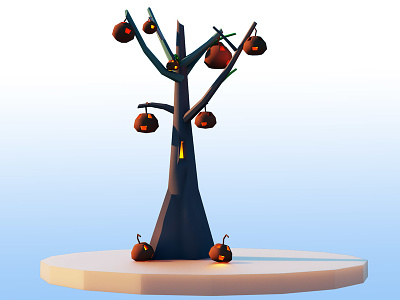 Haloween Tree With Tex 3ds max cartoon fantasy halloween illustration modeling