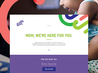 WIC Landing Page clean flat layout map moms ui ux web web design white