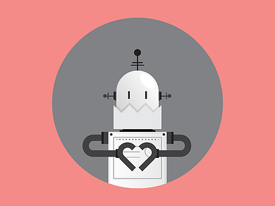 Robot Love black character illustration pink robot white