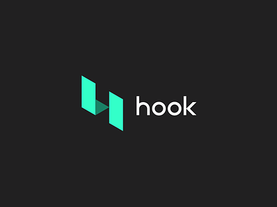 Hook - Logo Design Concept branding design geometric hook logo marketing minimalistic teal visual identity