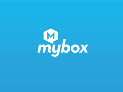 Mybox Logo blue branding logo design speech bubble