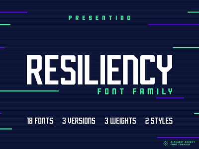 RESILIENCY FONT FAMILY (18 FONTS) block bold bundle clean cool cyber digital esport family font fresh italic modern new sport