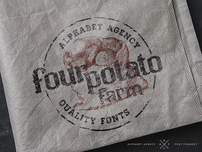 FOUR POTATO FARM FREE FONT aged countryside farm font free free font freebie jon swinn nature organic products rough rural rustic vintage worn