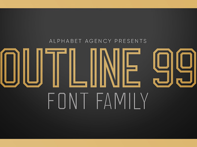 Outline 99 Font Family (8 Fonts) blockprint classic college font football hipster jon swinn modern numbers outline retro sans soccer sports team type vintage