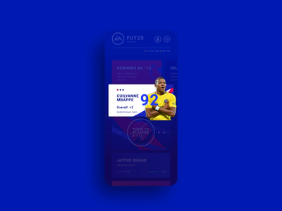 FIFA Ultimate Team - Home page after effects animation app application champion champions league digital fifa fifa 20 football grid interaction interface mobile typography ui