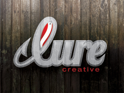 Lure Creative Logo hook logo design lure red silver spoon wood textures