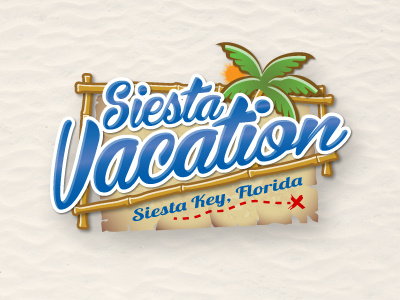 Siesta Vacation Logo logo map palm tree sand siesta key florida