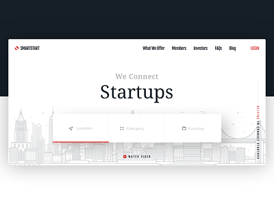 Smart Start - A startup funding platform app based funding homepage landing location page screen startups ui ux web