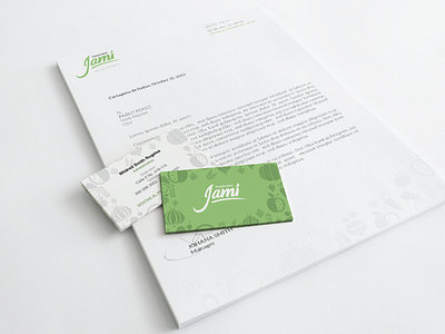 Jami branding business card green letterhead natural stationary veggie
