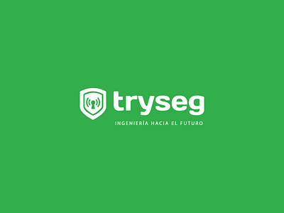 Tryseg branding design flat green icon logo white