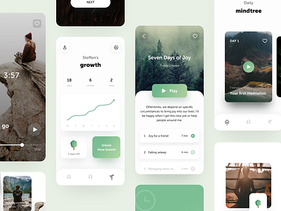 Mindtree - Meditation app app design application clean ui design design trends designer dribbble inspiration interactive design meditation minimal mobile application productdesigner ui design uiux designer user friendly yoga