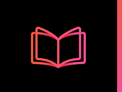 Colorful books logo book branding design gradient icon identity logo mark orange pink symbol thin vector