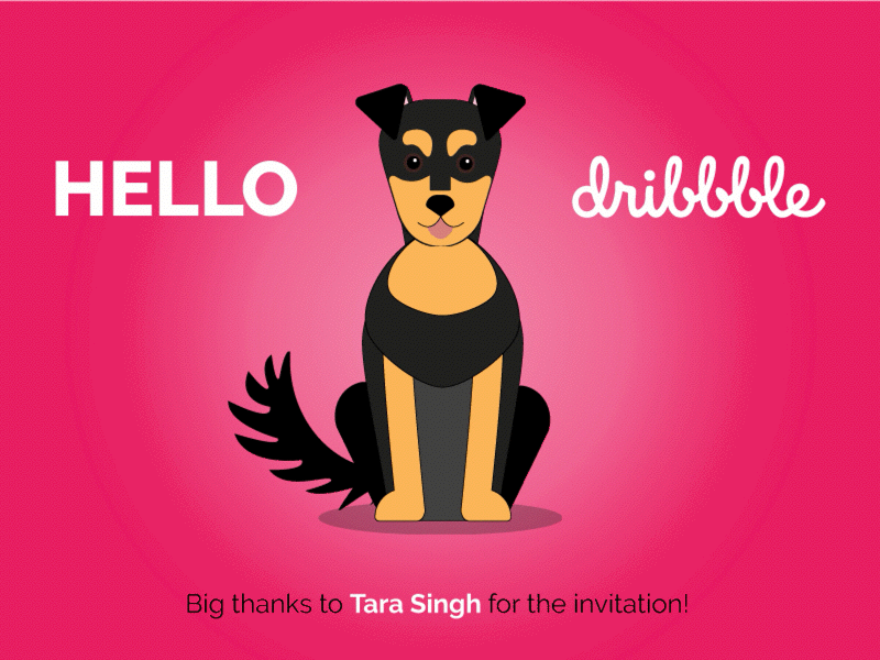 Hello Dribbble! animation design dog first shot flat illustration hello dribbble illustration motion design ui ux