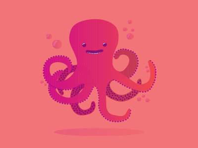 Three hearts, eight arms, four hugs. illustration octopus vector