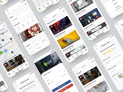 Bazar.club application advertisements app application card location map profile russian trip ui ux white