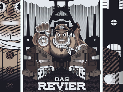 Das Revier | The Rhine Ruhr area in Germany illustration vector woodcut