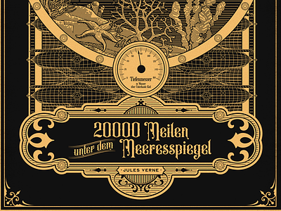 20000 leagues under the sea deep sea illustration jules verne vintage poster