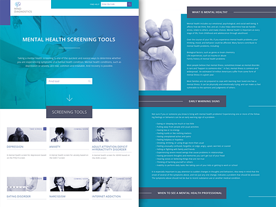 Landing page for mental health screening tools homepage landing page mental health screening ui ux